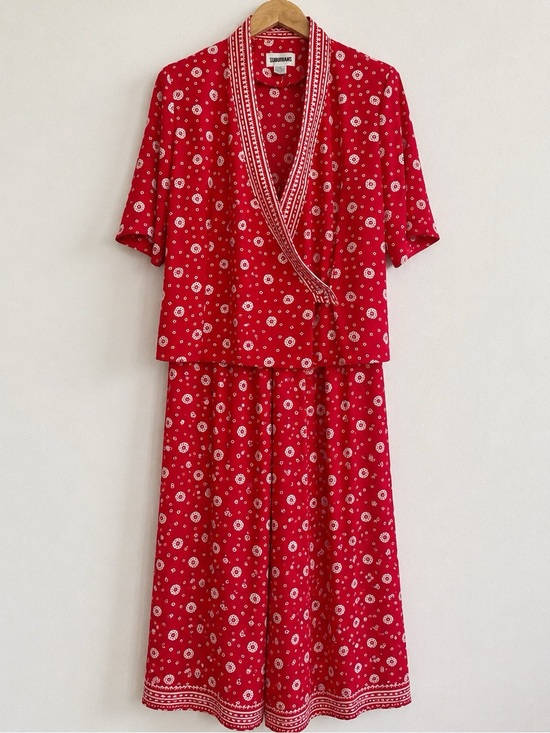 Suburbans Pants - Vintage Country Suburbans 2 Piece Pant Set Red Bandana Print Wide Leg 10 ILGWU